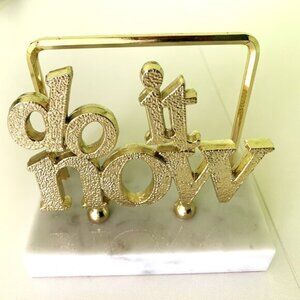 Vintage “Do It Now” Marble Gold Metal Mail Letter Holder Bills Desk Office Gift